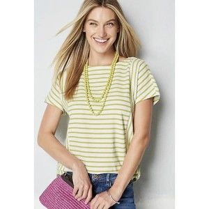 J Jill Relaxed Button Back Striped Top Size XL Short Dolman Sleeve Cotton NWT